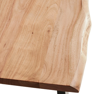 Mesa de Comedor Moderna Rústica con Tapa de Madera de Acacia Sólida con Borde Natural y Base de Madera Negra, Plegable, Ecológica, de Dos Tonos - Product Image 5