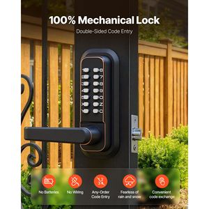 Serratura Meccanica per Porta con Codice 2.0, Tastierino a Combinazione con Pulsante, Codice a 4-7 Cifre, Doppio Lato per Ingresso e Uscita - Product Image 2