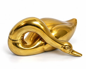 Escultura de Cisne de Latón Hecha a Mano, Figura de Pájaro con Cuello Curvo Elegante, Estatua Decorativa de Aves Acuáticas de Metal, Adorno de Lujo para Mesa de Hogar u Oficina - Product Image 1
