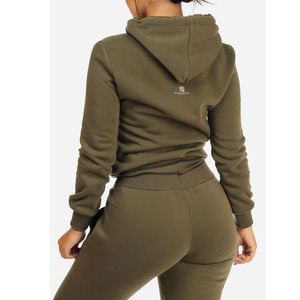 Winter Women's Two Piece Breathable <b>Fleece</b> Tracksuit Set Solid Hooded Sweatshirt Matching Pants Comfortable <b>Running</b> Fitness - Product Image 3