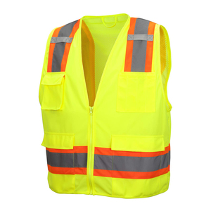 Chaleco de seguridad ligero de alta visibilidad con cinta reflectante plateada para trabajo general, mantenimiento de edificios, servicios utilitarios al aire libre y ropa de trabajo. - Product Image 3