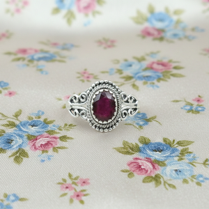 Vintage Ruby <b>Ring</b> 925 Sterling Silver Yellow Gold Plated Oval Red July Birthstone Filigree Handmade <b>Statement</b> Jewelry Gift Women - Product Image 6