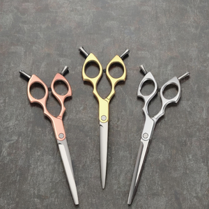 Hermosas Tijeras de Peluquería de Acero Inoxidable AUS8 para Diestros, Hojas Rectas y Afiladas, Impresión Láser, Aleación de Aluminio Convexo - Product Image 1