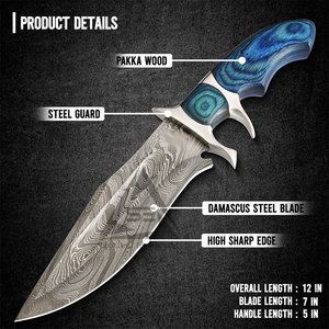 Couteaux Bowie de chasse en acier inoxydable de haute qualité avec manche en bois, personnalisables OEM, design unique, faible MOQ - Product Image 2