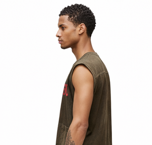 Débardeur Homme Personnalisé en Coton Délavé Effet Acide, Style Vintage, Coupe Oversize, pour la Gym et le Fitness - Product Image 3
