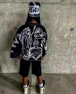 T-shirt Streetwear Homme en Coton French Terry Personnalisé avec Manches Imprimées, Coupe Boxy et Courte - Product Image 4