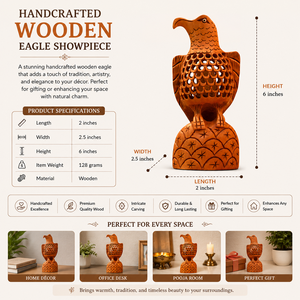 Figurine d'aigle en bois sculptée à la main, statue d'aigle, objet décoratif en bois, sculpture animale décorative, décoration d'intérieur, article cadeau - Product Image 5