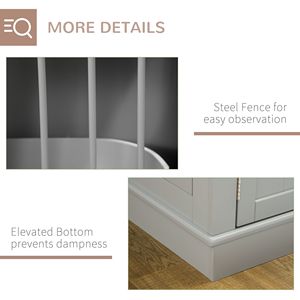 Cuccia per Cani in Legno Grigio Peltro, Lusso, per Razze Piccole, Tavolino con Tre Porte, Tubi in Acciaio Impermeabili, Gabbia in Plastica - Product Image 6