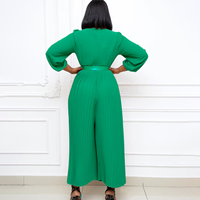SE11250 Nouvelle combinaison africaine unie à manches longues plissée grande taille respirante taille haute ample pour femme