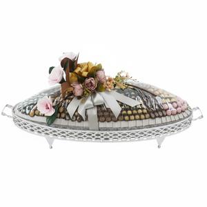 Plateau de service décoratif vintage en métal or rose pour chocolats et bonbons, idéal pour mariages, Aïd et événements – Fournisseur en gros - Product Image 2