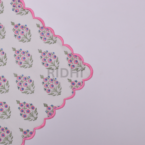 Serviettes de table en coton à motifs floraux roses et bleus, imprimées à la main, brodées, réutilisables, pour mariage et hôtel, vente en gros - Product Image 6