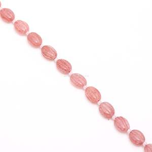 Cuentas Ovaladas Talladas a Mano de Cuarzo Rosa Fresa Natural, Cuentas de Piedras Preciosas Talladas a Mano de 8 Pulgadas para Fabricación de Joyas, Cuentas de Cuarzo Fresa a Granel - Product Image 3