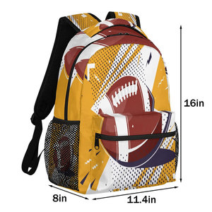 Sac à dos de football américain jaune, blanc, rouge, en polyester, résistant à l'eau, toutes saisons, style tendance, sac de sport - Product Image 3