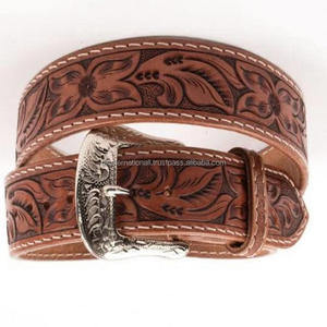 Cinturón de herramientas de cuero occidental de moda para hombre de buena calidad, cinturón de cuero tallado a mano con grabado floral para vaquero - Product Image 3