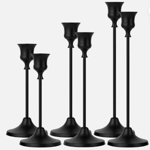 Black Taper <b>Candle</b> Holders 2 Sets Tall Metal Candlestick Holders Black Iron Candlestick Holders Set Of 2 - Product Image 1