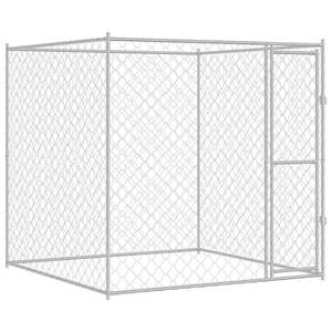 Jaula para Perros de Acero Galvanizado Plateado de 78.74 x 78.74 x 78.74 Pulgadas para Mascotas, Recinto para Mascotas de Alta Durabilidad - Product Image 2