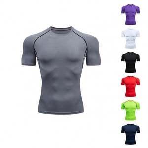 T-shirt de sport à compression pour homme, haute élasticité, séchage rapide, manches courtes, fitness, entraînement, musculation, sport - Product Image 1