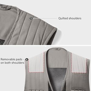 Gilet en maille gris pour homme, sans manches, respirant, utilitaire, en polyester, avec fermeture éclair, décontracté, pour l'été - Product Image 4