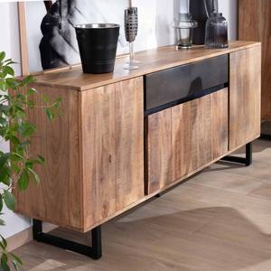 Aparador Vandana Autumn Surface de 175 cm en madera de acacia con 2 cajones y patas de metal negro Bennett - Product Image 2