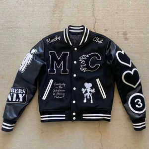 Chaquetas Varsity Personalizadas de Invierno con Mangas de Cuero, Unisex, con Logotipo Bordado OEM, al por Mayor, Resistentes al Viento y Calefactables - Product Image 3