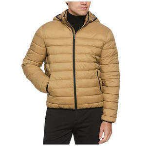 Chaqueta acolchada con capucha para hombre, de invierno, manga larga, rellena de plumón, corte regular, tela transpirable, diseño liso, impresión de logotipo personalizado - Product Image 1