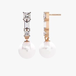 Pendientes de aro con diamantes redondos de moissanita de último diseño en oro de 14 quilates, joyería fina de moda para mujer - Product Image 1