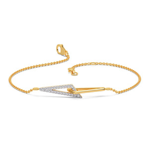 Bracelet en diamant à bords coupés avec chaîne en or jaune et motif géométrique central épuré - Product Image 1