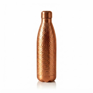 Bouteille d'eau en cuivre martelé artisanal 1 litre, bouteille à boire en cuivre pur, anti-fuite, bouteille de stockage d'eau ayurvédique, maison, bureau - Product Image 1