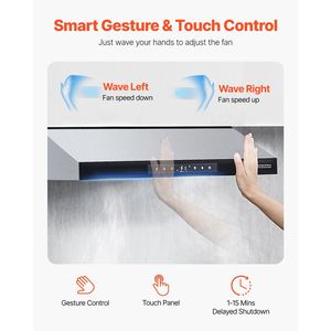 Cappa da cucina per camper da 90 cm, cappa aspirante da 36 pollici, 900 CFM, doppi motori, in acciaio inossidabile, con controllo touch gestuale - Product Image 5