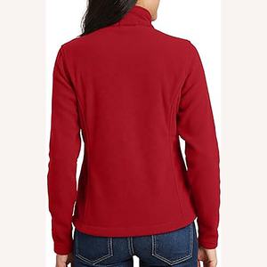Veste universitaire professionnelle rouge pur pour femmes veste polaire vente en gros veste d'hiver à glissière avec logo personnalisé pour femmes en polyester - Product Image 3
