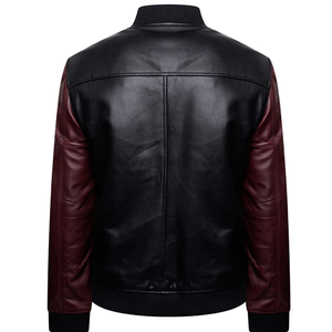 Vestes universitaires personnalisées OEM pour hommes, chaudes, d'hiver, style baseball, avec manches en cuir, logo brodé en chenille, en tissu. - Product Image 3