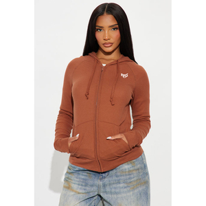 Custom Ladies Rib Knit Hoodie Jacket Full Zip Casual Streetwear Clothing OEM ODM Wholesale Supplier USA - Product Image 1