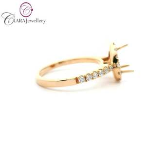 Anillo de Compromiso de Oro Rosa de 18K AU750 con Halo Clásico y Diamante Natural Real en Forma de Pera para Boda y Aniversario - Product Image 4