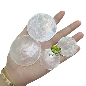 Disco Circular de Concha de Capiz Natural Pulida, Doble Perforación, Concha Blanca para Manualidades Decorativas, Fabricante Mayorista - Product Image 1