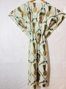 ชุดเดรสยาวผ้าฝ้ายพิมพ์ลายนกสำหรับผู้หญิง ทรงหลวม สวมคลุมชายหาด ชุดลำลองสำหรับฤดูร้อน สไตล์โบฮีเมียน - Product Image 2