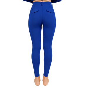 Pantalon d'équitation pour femme bleu roi, taille haute, extensible, avec grip intégral, pour entraînement et compétition - Product Image 2