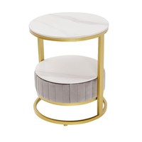 Table d'appoint moderne en acier de luxe pour hôtel, plateau en marbre, table d'appoint plaquée or, salon, bureau, couloir