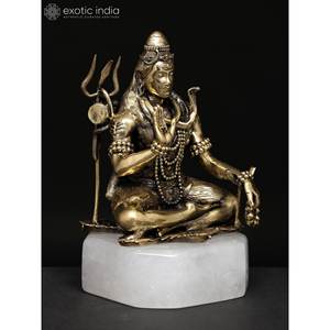 Sculpture en laiton de 4 pouces faite à la main de la bénédiction de Lord Shiva sur une base de pierres précieuses en quartz clair Design traditionnel fabriqué en Inde - Product Image 4