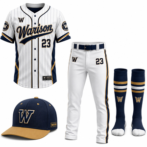 Customized Unisex Baseball Complete Uniform Set White Color 100% Polyester Breathable Baseball Uniform Kit - Product Image 1