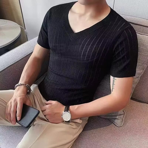 Nueva Camiseta Casual para Hombre con Cuello Redondo y Manga Regular, 100% Algodón Transpirable, Diseño Liso con Acabado Lavado y Patrón Sólido - Product Image 2