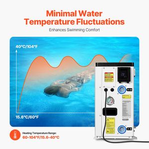 Pompe à chaleur électrique efficace de 22250 BTU pour piscines hors sol de 3171 à 6605 GALLONS, chauffage et refroidissement à faible bruit - Product Image 3