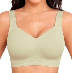 Soutien-gorge de sport sans coutures grande taille à dos nageur avec soutien moyen, fermeture éclair avant antichoc haute résistance et bonnets couvrants pour le yoga - Product Image 2