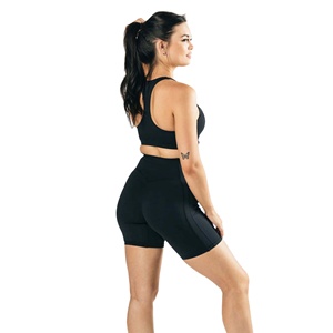 Estilo de cuello de alta calidad Fit Racer Back Binding Less Hem Mujer Medium-Support One Piece Pacific Black Crop Top Sujetador deportivo 2025 - Product Image 2