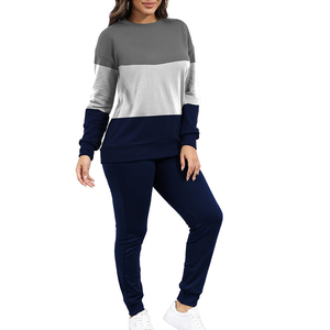 Ensemble sweat-shirt et jogging en coton avec strass brillants et détails en dentelle, couleur unie, tenue de sport élégante pour un usage quotidien et luxueux. - Product Image 3