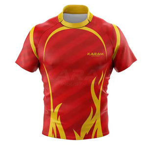Sports Wear 100% Polyester Short Sleeve Rugby Jersey Premium Quality Lightweight Quick Dry Breathable for Adult - Product Image 1