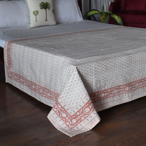 Cotton Kantha Twin Size <b>Throw</b> Quilt 150x220 cm Hand Block Printed Hand Embroidered Indian Handmade Bedspread Boho Home Decor Set - Product Image 3