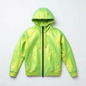 Unisex Hooded Real <b>Jacket</b> Solid Green <b>Waterproof</b> Casual Spring Wear Regular Fit Pullover Style - Product Image 4
