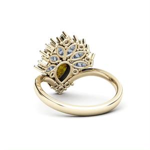 แหวนพลอยลูกแพร์ซิทรินธรรมชาติวินเทจสีเงิน925สวยงาม - Product Image 6