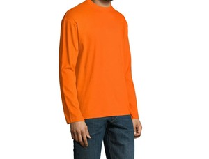OEM ODM <b>Men's</b> Solid <b>Orange</b> Color Pure Cotton Anti Wrinkle Fabric <b>Shirts</b> Long Sleeved O neck Collar <b>Shirts</b> For <b>Men's</b> Casual Wear - Product Image 3