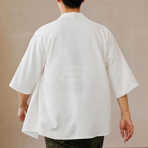 <b>Men</b> Japanese Winter <b>Kimono</b> <b>Jacket</b> with Stand Collar Washed Finish Premium Cotton Fabric Durable & Soft for Casual Use - Product Image 5